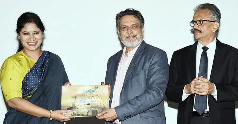 At the 62nd AGM of the Madras Management Association in Chennai on Thursday, MV Satish, Whole-Time Director, L&T, and Kavitha D Chitturi, MMA President, release a coffee-table book on the Association as L Ramkumar, Senior V-P, MMA, looks on