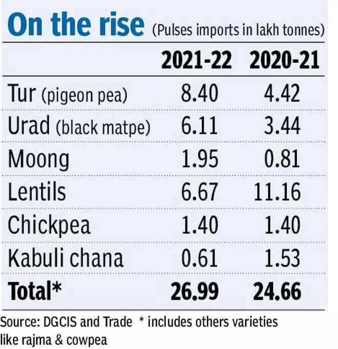 Buzz Update Pulses imports up over 9 per cent at 26.99 lakh tonnes in FY22
 TOU