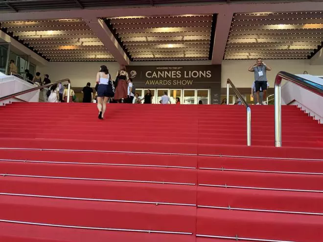 The stairs leading up the Cannes award venue