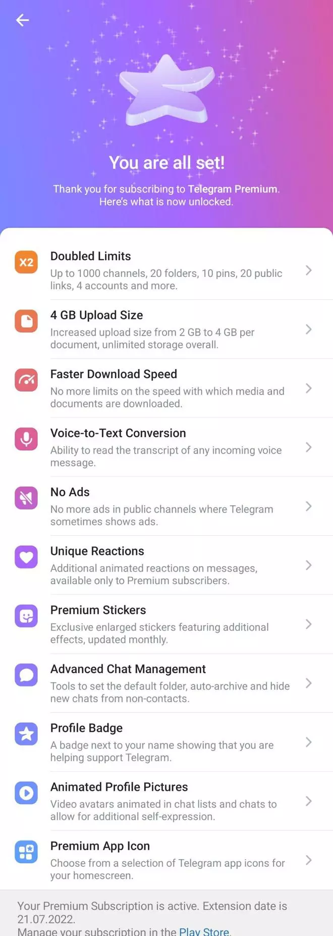 Exciting features of Telegram Premium 
