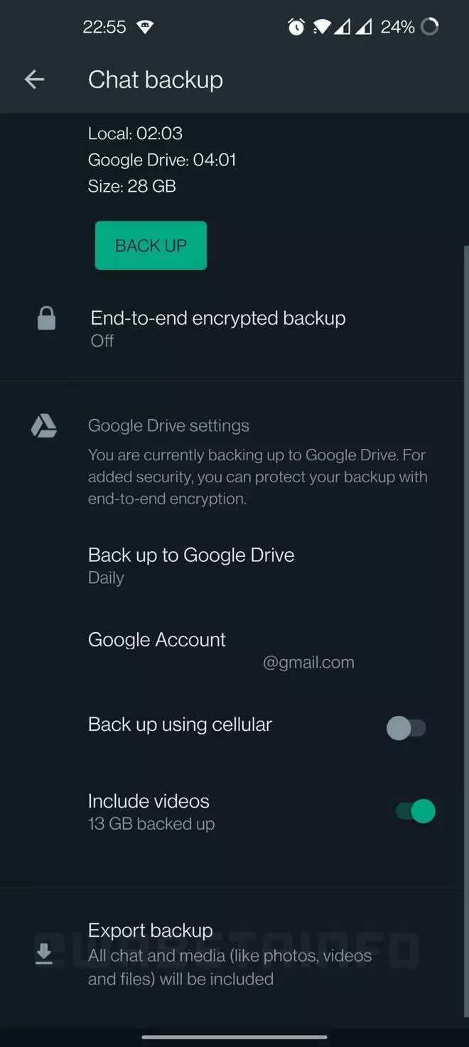 WhatsApp backup export from Google Drive