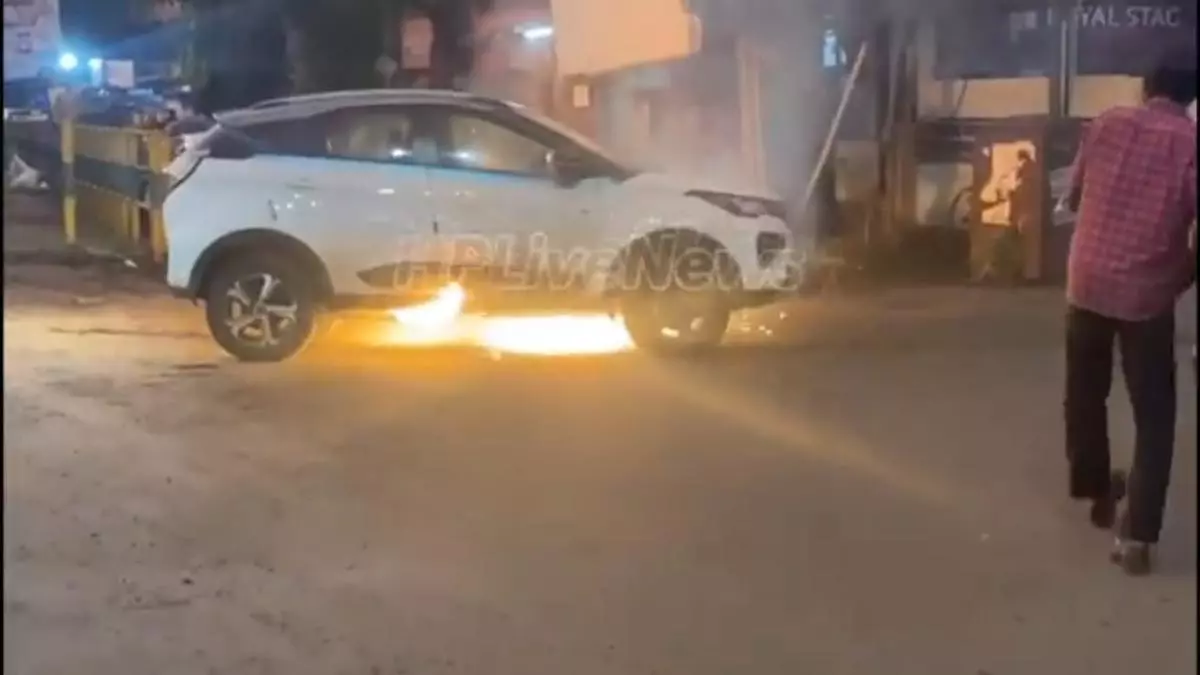 Tata Nexon EV caught fire in Vasai near Mumbai