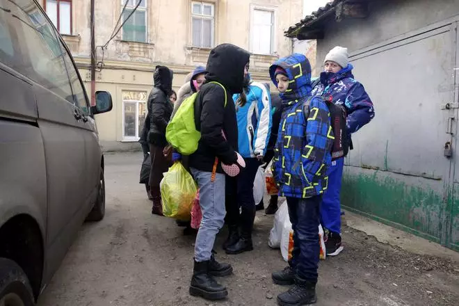 People gather as they flee, amid Russia's invasion of Ukraine, in Odessa, Ukraine March 10, 2022.  REUTERS/Igor Tkachenko