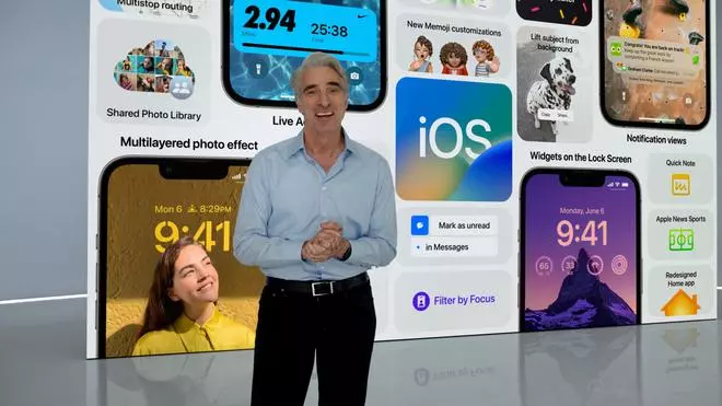 Apple senior vice president of software engineering Craig Federighi talks about new software features in iOS 16.