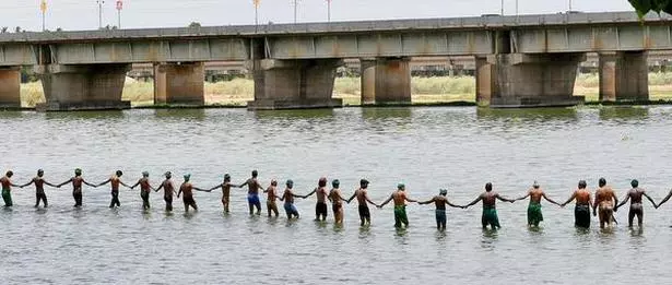 Protests beacuse of Kaveri River Water Dispute