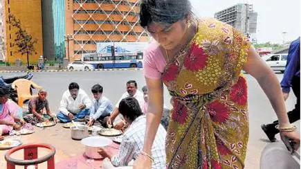 Image result for cooking on roads telangana agitation