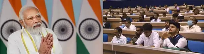 PM Modi addresses the silver jubilee celebrations of TRAI through video conferencing in New Delhi on Tuesday